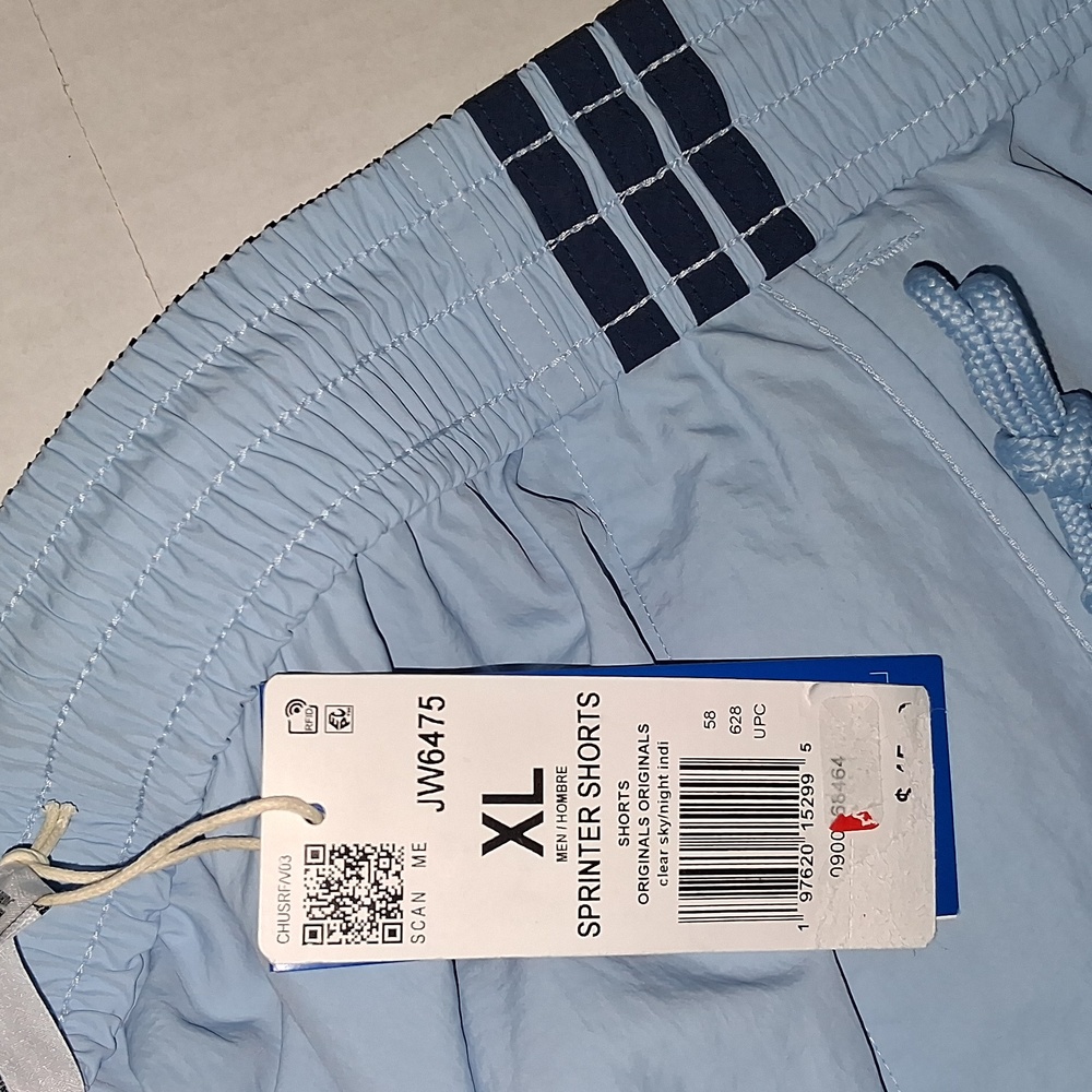Adidas Originals Sprinter Shorts Size-XL Light Blue/Navy NWT - Picture 5 of 5
